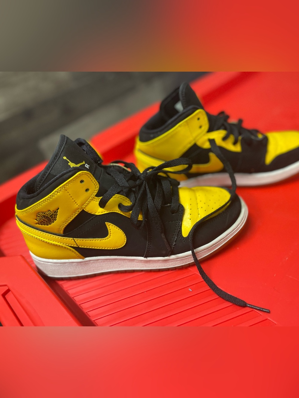 Jordan Kids Black and Yellow High-Top Sneakers